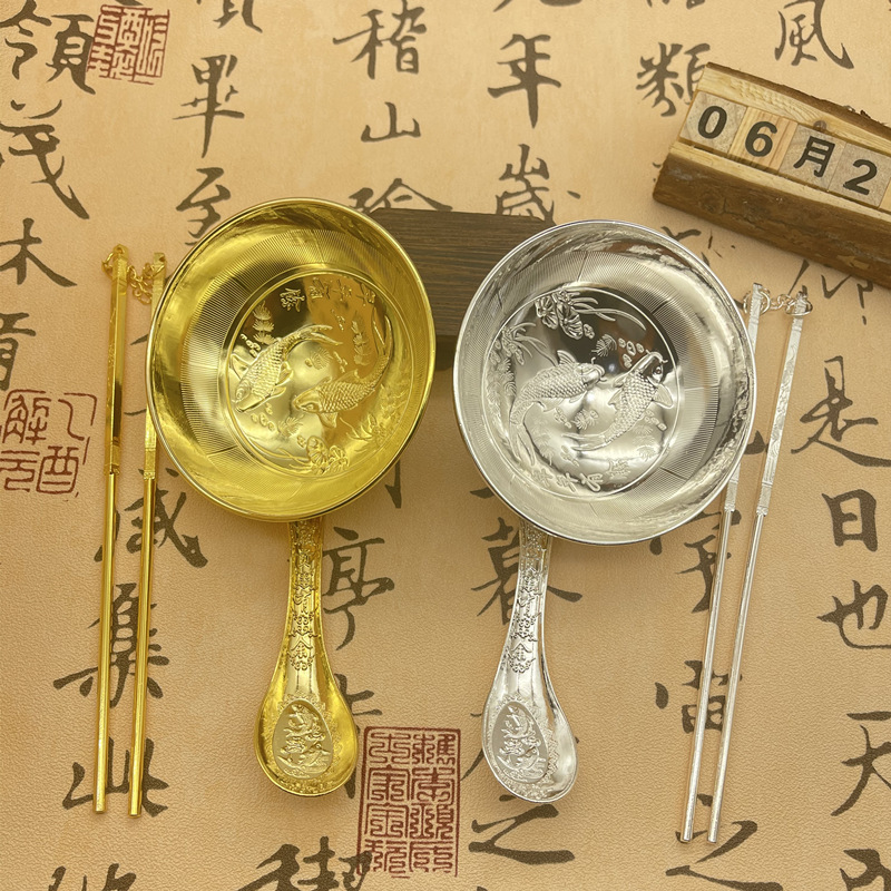 袖珍小金碗擺飾金碗工藝品金銀碗禮盒裝會(huì)銷禮品