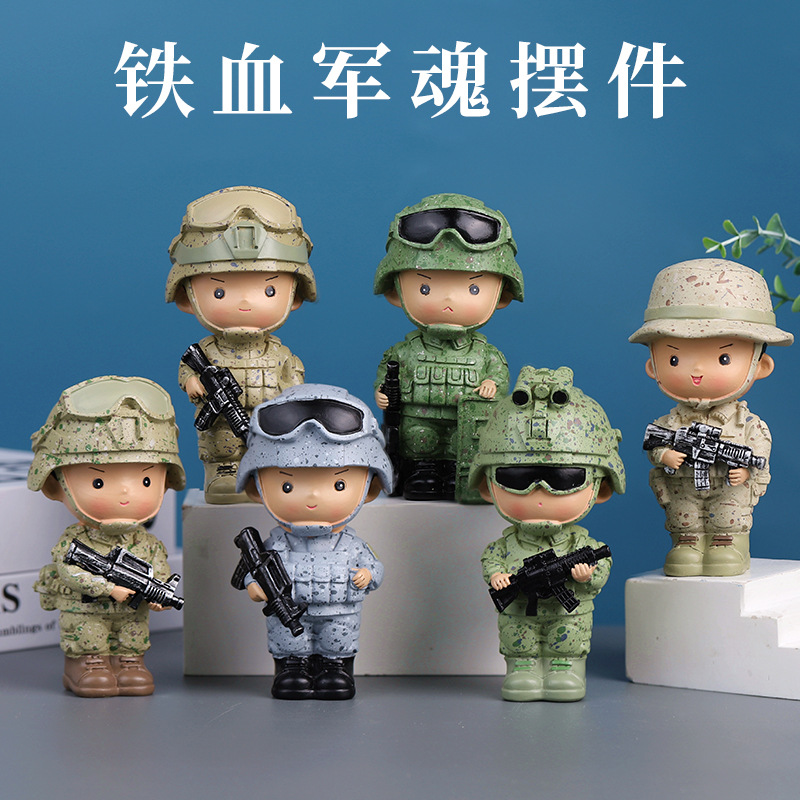 創(chuàng)意卡通兵哥樹脂工藝擺件桌面家居裝飾品軍人退役禮物生日禮物男