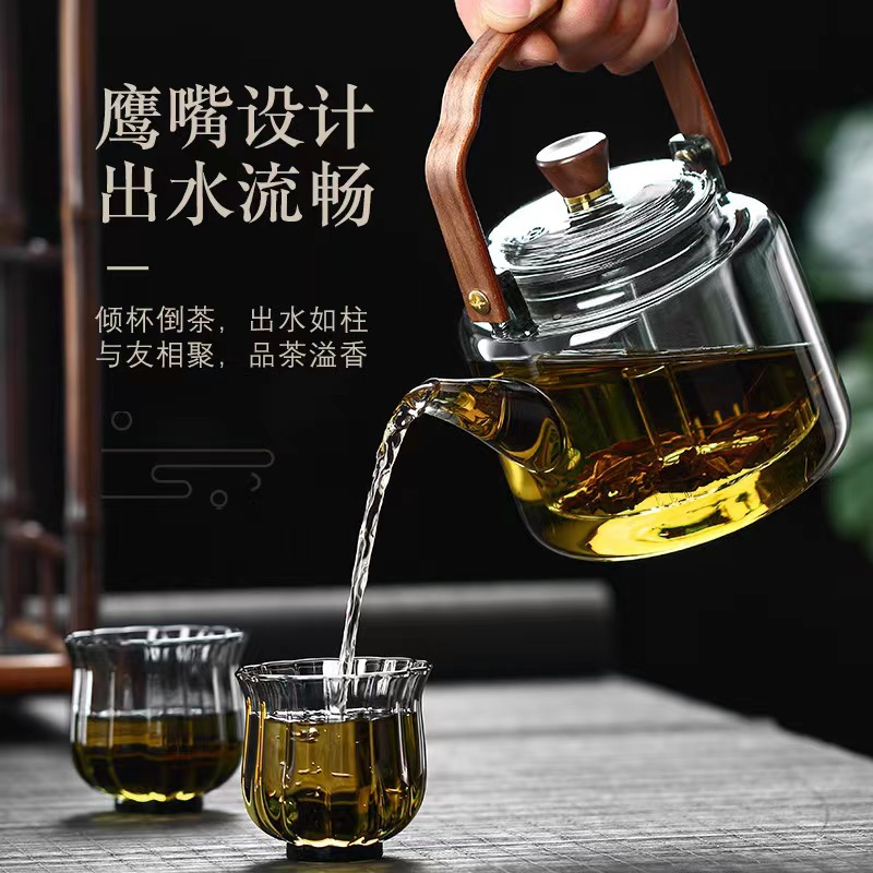 批發(fā)高硼硅玻璃可加熱蒸煮茶水壺功夫茶具茶壺家用大容量圍爐煮茶